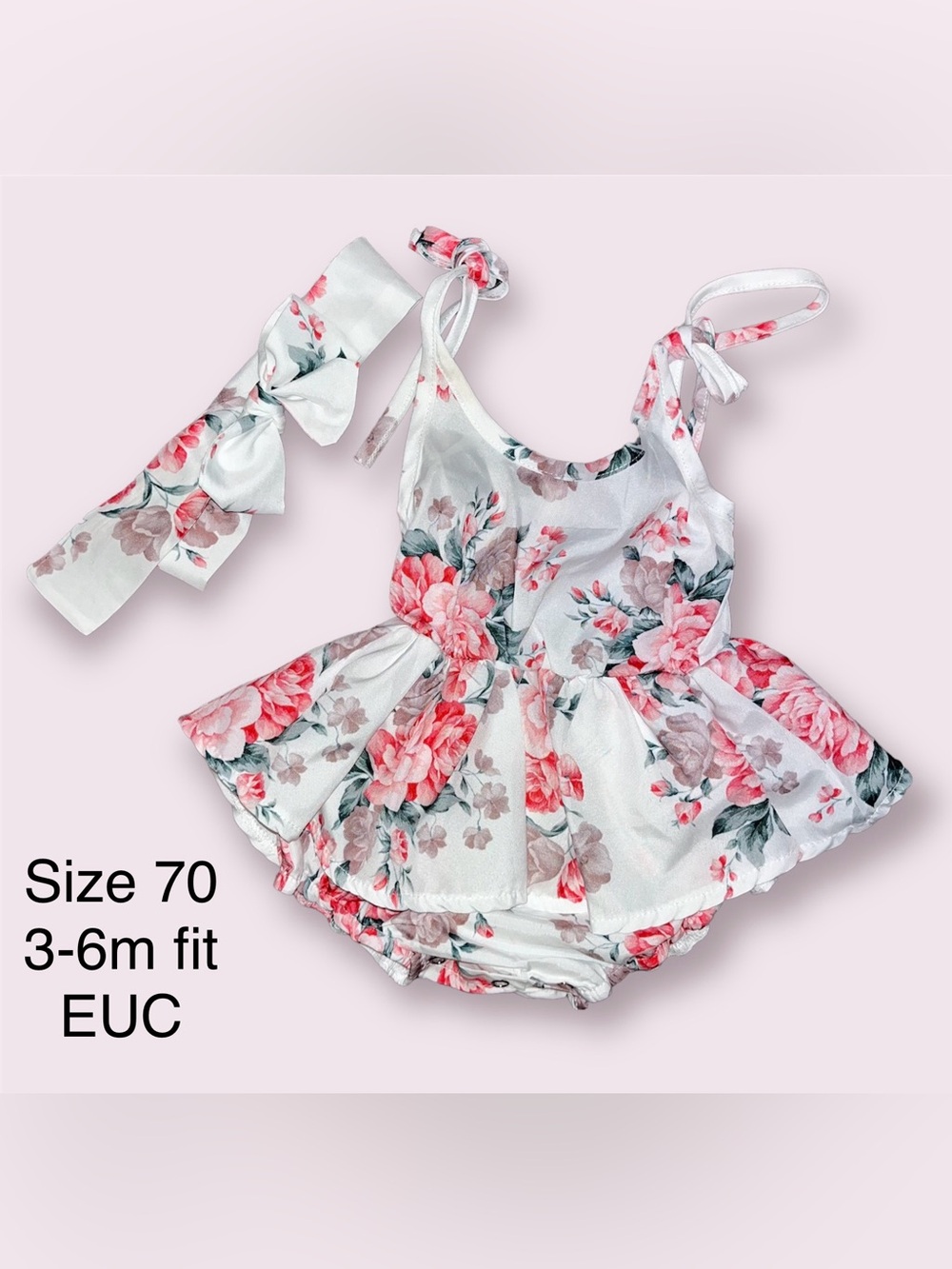 Floral Ruffle Baby Romper with Headband